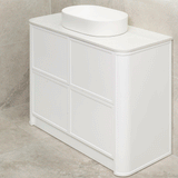 Tura Shaker 1200mm Curved Floorstanding Vanity Cabinet, Matte White