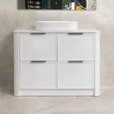 Tura Shaker 1200mm Curved Floorstanding Vanity Cabinet, Matte White