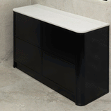 Tura Shaker 1500mm Curved Floorstanding Vanity Cabinet, Matte Black
