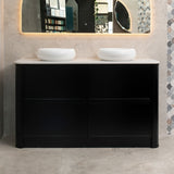 Tura Shaker 1500mm Curved Floorstanding Vanity Cabinet, Matte Black