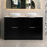 Tura Shaker 1500mm Curved Floorstanding Vanity Cabinet, Matte Black