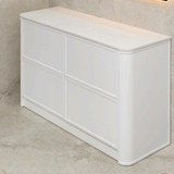 Tura Shaker 1500mm Curved Floorstanding Vanity Cabinet, Matte White