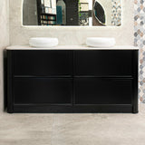 Tura Shaker 1800mm Curved Floorstanding Vanity Cabinet, Matte Black