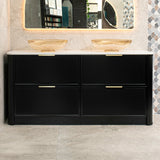 Tura Shaker 1800mm Curved Floorstanding Vanity Cabinet, Matte Black