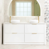 Tura Shaker 1800mm Curved Floorstanding Vanity Cabinet, Matte White