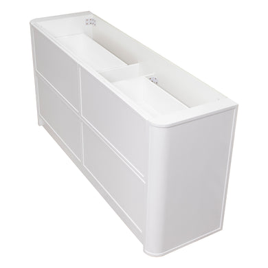 Tura Shaker 1800mm Curved Floorstanding Vanity Cabinet, Matte White