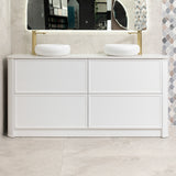 Tura Shaker 1800mm Curved Floorstanding Vanity Cabinet, Matte White