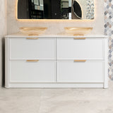 Tura Shaker 1800mm Curved Floorstanding Vanity Cabinet, Matte White