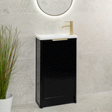 Tura Shaker Petite 500mm Curved Floorstanding Slim Vanity Cabinet, Matte Black