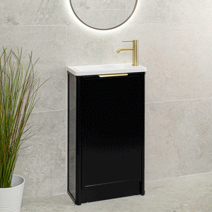 Tura Shaker Petite 500mm Curved Floorstanding Slim Vanity Cabinet, Matte Black