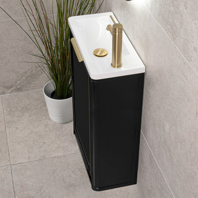 Tura Shaker Petite 500mm Curved Floorstanding Slim Vanity Cabinet, Matte Black