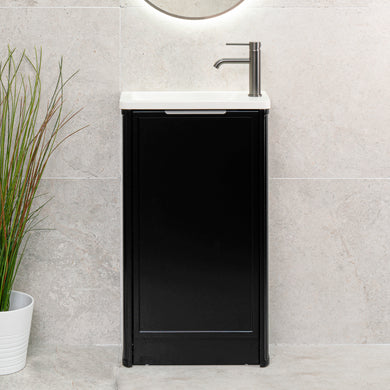 Tura Shaker Petite 500mm Curved Floorstanding Slim Vanity Cabinet, Matte Black