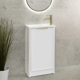 Tura Shaker Petite 500mm Curved Floorstanding Slim Vanity Cabinet, Matte White