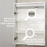 Retti Rectangular 600mm x 750mm Frontlit LED Mirrored Shaving Cabinet, Matte White