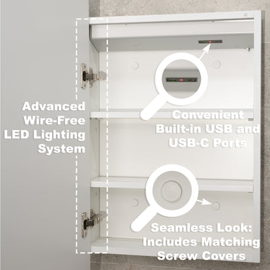 Arco Arch 400mm x 800mm Frontlit LED Mirrored Shaving Cabinet, Matte White