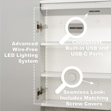 Retti Rectangular 750mm x 750mm Frontlit LED Mirrored Shaving Cabinet, Matte White