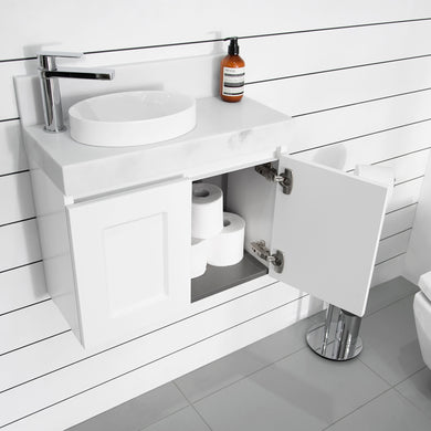 ADP London Mini Wall Hung 600mm Single Left Offset Bowl Vanity Cabinet