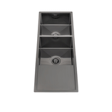 Retto II 1190mm x 450mm x 230mm Stainless Steel Double Sink with Drainer, Brushed Gunmetal Black