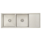 Retto II 1190mm x 450mm x 230mm Stainless Steel Double Sink with Drainer, Brushed SS Nickel