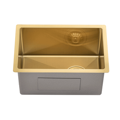 Retto II 290mm x 440mm x 230mm Small Stainless Steel Sink, Brushed Brass Gold