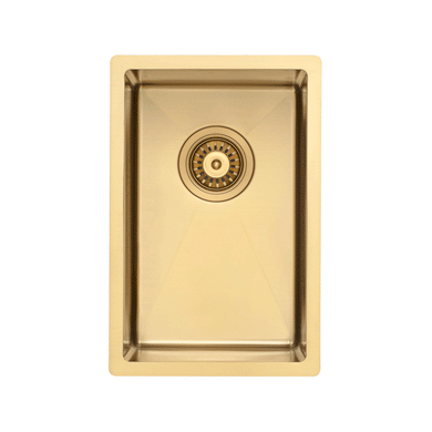 Retto II 290mm x 440mm x 230mm Small Stainless Steel Sink, Brushed Brass Gold