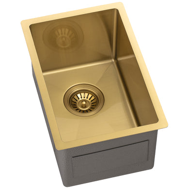 Retto II 290mm x 440mm x 230mm Small Stainless Steel Sink, Brushed Brass Gold