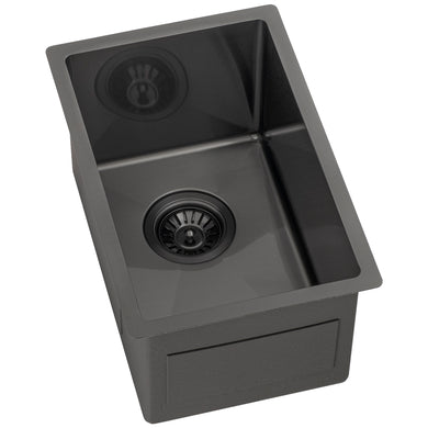 Retto II 290mm x 440mm x 230mm Small Stainless Steel Sink, Brushed Gunmetal Black