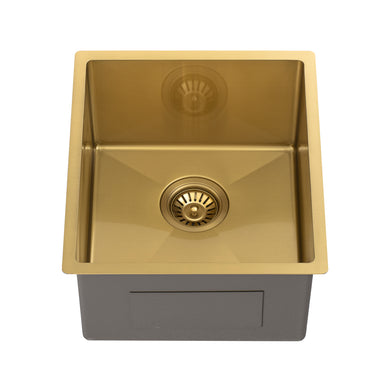 Retto II 390mm x 440mm x 230mm Stainless Steel Sink, Brushed Brass Gold
