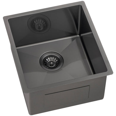 Retto II 390mm x 440mm x 230mm Stainless Steel Sink, Brushed Gunmetal Black