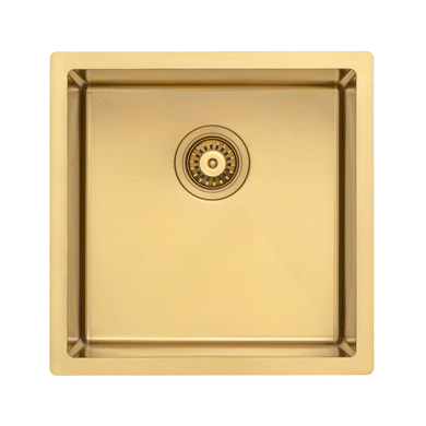 Retto II 450mm x 450mm x 230mm Stainless Steel Sink, Brushed Brass Gold