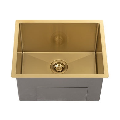 Retto II 550mm x 450mm x 300mm Extra Height Stainless Steel Sink, Brushed Brass Gold