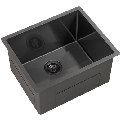 Retto II 550mm x 450mm x 300mm Extra Height Stainless Steel Sink, Brushed Gunmetal Black