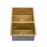 Retto II 675mm x 450mm x 230mm Stainless Steel Double Sink, Brushed Brass Gold