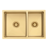 Retto II 675mm x 450mm x 230mm Stainless Steel Double Sink, Brushed Brass Gold