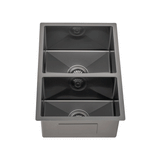 Retto II 675mm x 450mm x 230mm Stainless Steel Double Sink, Brushed Gunmetal Black