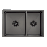 Retto II 675mm x 450mm x 230mm Stainless Steel Double Sink, Brushed Gunmetal Black
