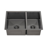 Retto II 675mm x 450mm x 230mm Stainless Steel Double Sink, Brushed Gunmetal Black