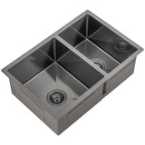 Retto II 675mm x 450mm x 230mm Stainless Steel Double Sink, Brushed Gunmetal Black