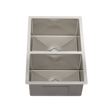 Retto II 675mm x 450mm x 230mm Stainless Steel Double Sink, Brushed SS Nickel