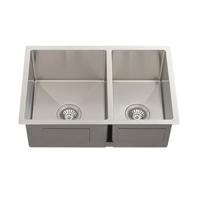 Retto II 675mm x 450mm x 230mm Stainless Steel Double Sink, Brushed SS Nickel