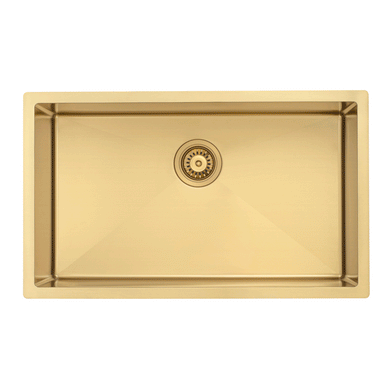 Retto II 750mm x 450mm x 230mm Stainless Steel Sink, Brushed Brass Gold