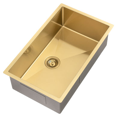 Retto II 750mm x 450mm x 230mm Stainless Steel Sink, Brushed Brass Gold