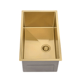Retto II 750mm x 450mm x 300mm Extra Height Stainless Steel Sink, Brushed Brass Gold