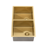 Retto II 775mm x 450mm x 230mm Stainless Steel Double Sink, Brushed Brass Gold