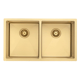 Retto II 775mm x 450mm x 230mm Stainless Steel Double Sink, Brushed Brass Gold
