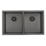 Retto II 775mm x 450mm x 230mm Stainless Steel Double Sink, Brushed Gunmetal Black