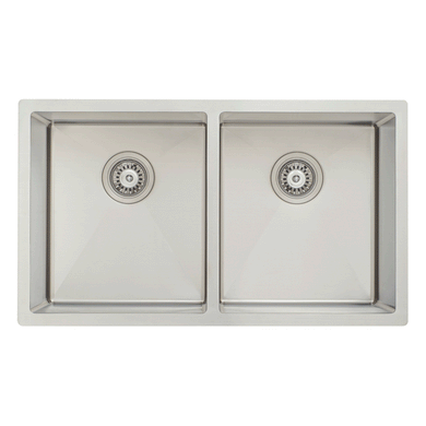 Retto II 775mm x 450mm x 230mm Stainless Steel Double Sink, Brushed SS Nickel