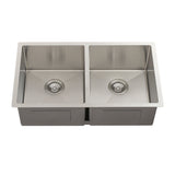 Retto II 775mm x 450mm x 230mm Stainless Steel Double Sink, Brushed SS Nickel