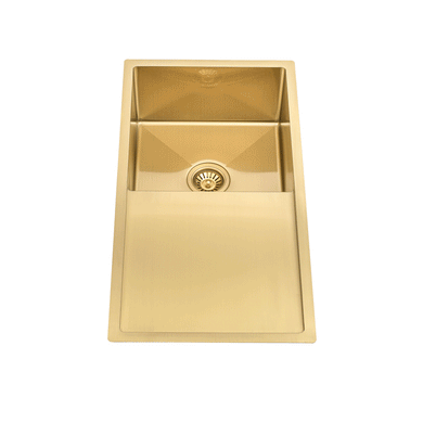 Retto II 850mm x 450mm x 230mm Stainless Steel Sink with Drainer, Brushed Brass Gold