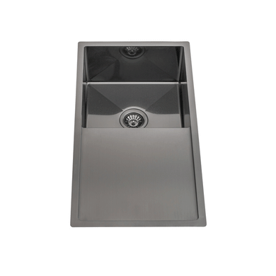 Retto II 850mm x 450mm x 230mm Stainless Steel Sink with Drainer, Brushed Gunmetal Black